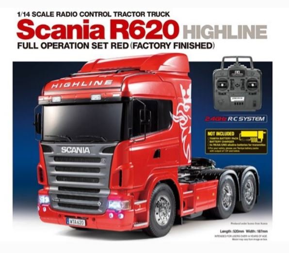 Tamiya RC vrachtwagen 23670 1:14 Scania R620 rood RTR (MFC