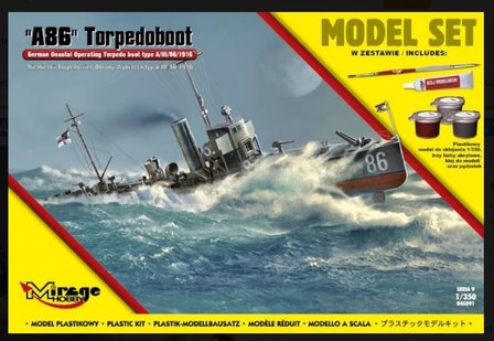 Bouwpakket Mirage-Hobby 845091 &#039;A86&#039; Torpedoboot (Niemiecki Torpedowiec Obrony Wybrzeża typ A/III/56/1916) (MODEL SET)