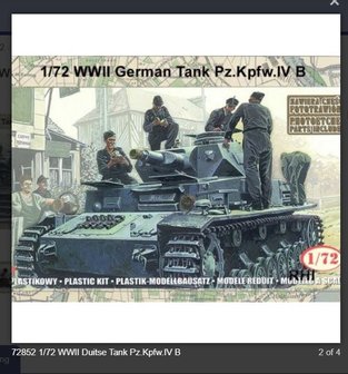 Bouwpakket Mirage-Hobby 72852 1/72 WWII Duitse Tank Pz.Kpfw.IV B