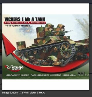 Bouwpakket Mirage-Hobby Mirage 726003 1/72 WWII Vicker E MK A Tank