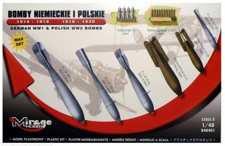 Modelbouw pakket Mirage-Hobby Mirage 848401 1/48 German WWI &amp; Poland WWII bombs