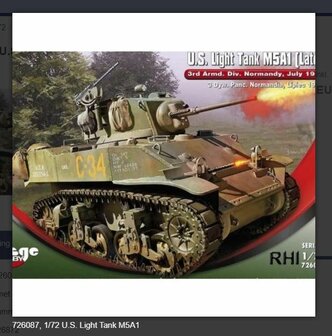 Bouwpakket Mirage-Hobby Mirage 726087, 1/72 U.S. Light Tank M5A1