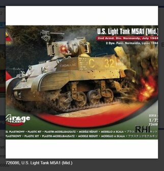 Bouwpakket Mirage-Hobby Mirage 726086, U.S. Light Tank M5A1 (Mid.) &#039;2nd Armd.