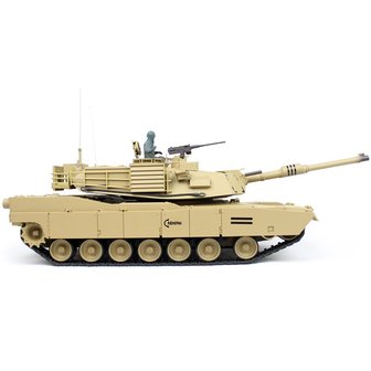 RC tank 1/16 RC M1A2 Abrams sand BB+IR 2.4GHz  met schietfunctie rook en geluid en IR en metal tracks 1116039182