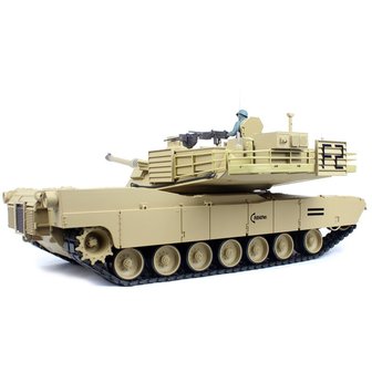 RC tank 1/16 RC M1A2 Abrams sand BB+IR 2.4GHz  met schietfunctie rook en geluid en IR en metal tracks 1116039182