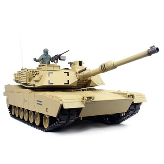 RC tank 1/16 RC M1A2 Abrams sand BB+IR 2.4GHz  met schietfunctie rook en geluid en IR en metal tracks 1116039182