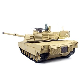 RC tank 1/16 RC M1A2 Abrams sand BB+IR 2.4GHz  met schietfunctie rook en geluid en IR en metal tracks 1116039182