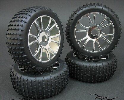 Banden voor Buggy Nitro Power  1:8 set van 4 stuks