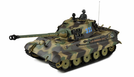 RC tank Kingtiger met Henschel koepel V7.0 2.4GHZ IR/BB met rook en geluid en luxe houten kist