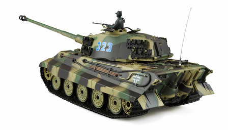 RC tank Kingtiger met Henschel koepel V7.0 2.4GHZ IR/BB met rook en geluid en luxe houten kist