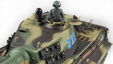 RC tank Kingtiger met Henschel koepel V7.0 2.4GHZ IR/BB met rook en geluid en luxe houten kist