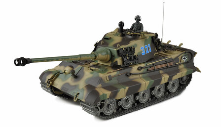 RC tank 23110 K&ouml;ningstiger henschelturm 2.4GHZ pro-line met schietfunctie rook en geluid IR/BB V7.0 uitvoering metal tracks en loop en geleidewielen