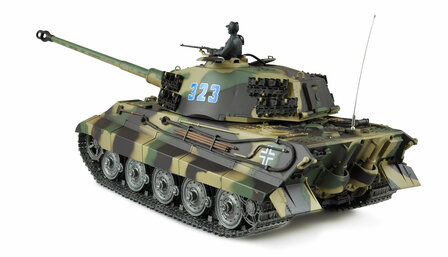RC tank 23110 K&ouml;ningstiger henschelturm 2.4GHZ pro-line met schietfunctie rook en geluid IR/BB V7.0 uitvoering metal tracks en loop en geleidewielen