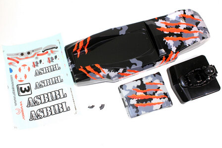 Body compleet afgelakt voor sand buggy oranje camo ASB1