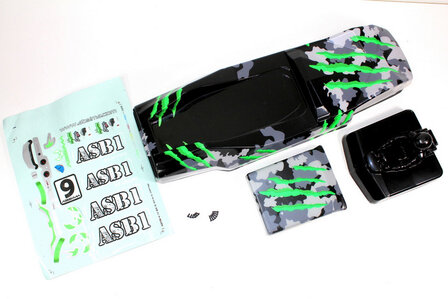 Body compleet afgelakt voor sand buggy groen camo ASB1