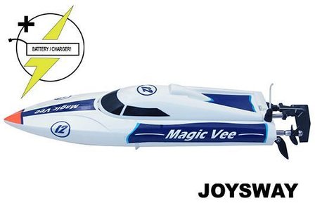 RC speedboot Joysway  Race Boat - Electric - RTR - Magic Vee V5 - with 6.4V 320mAh LiFe &amp; USB/12V Charger