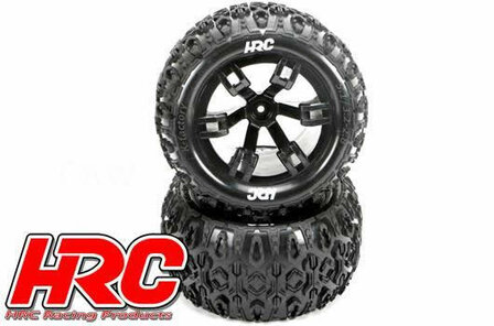 HRC61152B Tires - 1/10 Truck - mounted - Black Wheels - 14mm Hex - HRC Pathfinder (2 pcs)