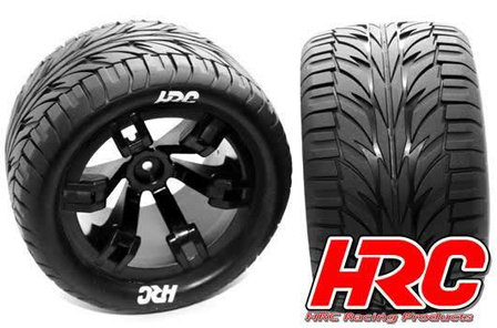 HRC61153B Tires - 1/10 Truck - mounted - Black Wheels - 14mm Hex - HRC StreetFighter (2 pcs)