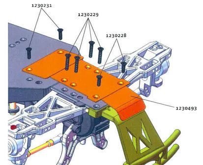 Onderdeel rc auto 1230493 Alu Schutzplatte f&uuml;r Truggy AT 2.4/3.4 und AMT 2.4/3.4