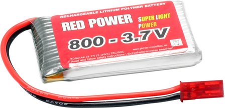 Lipo accu 3,7V 800mah met jst connector