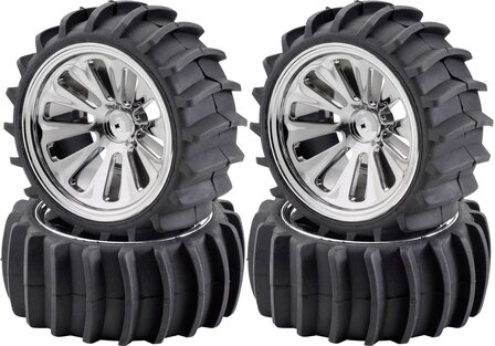 RC banden on the road  set 4 banden met velg 105201 CV10-B 1/10 4er set strandbanden 105201