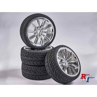 RC banden on the road  set 4 banden met velg 900164 1:10 Wheel Set M-Design (4) chrom