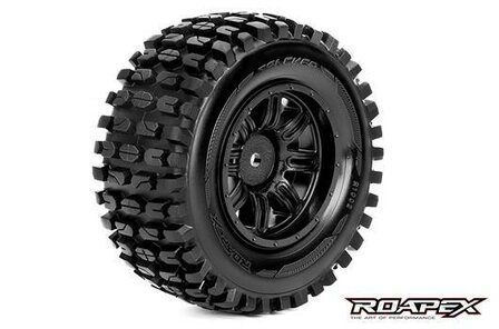 RXR1002-B 1/10 Short Course - mounted - Black wheels - 12mm Hex - Tracker (2 pcs)