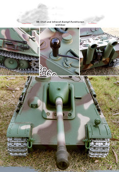 RC tank ET5675  JAGDPANTHER groen1:16  met rook en geluid  2.4GHZ zender, IR/BB, V7.0 metalen tracks