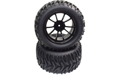 Onderdeel rc auto 1230337 velg met band compleet voor Monster Truck Absima Monster Truck AMT2.4 &amp; AMT3.4 1:10  2 Stuks