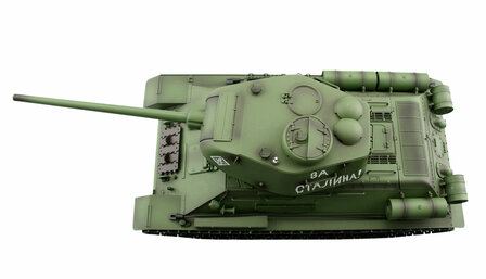 RC tank Russische T34/85 pro line 2,4 GHz  1:16  IR/BB 2.4 GHZ rook en geluid V7.0 in luxe houten kist