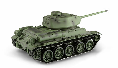 RC tank Russische T34/85 advanced line 2,4 GHz  1:16  IR/BB 2.4 GHZ rook en geluid V7.0 in luxe houten kist