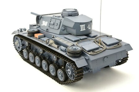 RC tank RC Panzer &quot;Kampfwagen III 1:16 Heng Long, rook en geluid, metalen gearbox, 2,4Ghz, V7.0 Pro uitvoering