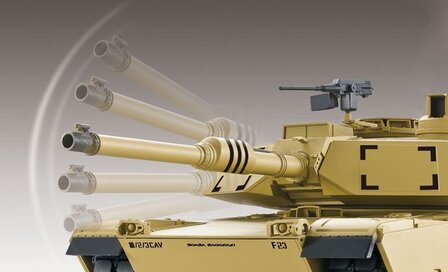 RC tank Heng Long Abrams M1A2 2.4GHZ  met schietfunctie rook en geluid metalen tracks en idler en gearboxen IR/BB V7.0