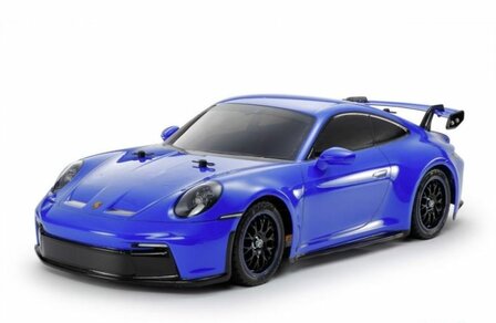 RC auto 47496 1:10 RC Porsche 911 GT3 (992) TT-02 kit bouwpakket met gespoten body blauw