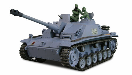 RC tank Sturmgesch&uuml;tz III R&amp;S/2.4GHZ AMEWI QC Control Edition rook, geluid, BB IR V7.0 23067