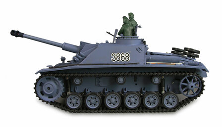 RC tank Sturmgesch&uuml;tz III R&amp;S/2.4GHZ AMEWI QC Control Edition rook, geluid, BB IR V7.0 23067