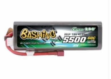Gens ace 5500mAh 2S 7.6V 60C HardCase RC 20 car Lipo battery pack with T-plug