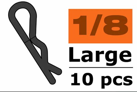 GF-0410-024 - Revtec  Body Clips  45&deg; Bent  Large  Black  10 pcs