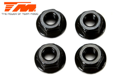 TM111160BK Wheel Nuts - M4 serrated flanged - Black 4 pcs