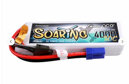 Lipo battereij GEA404S30E5GT Gens ace G-Tech Soaring 4000mAh 14.8V 30C 4S1P Lipo Battery Pack with EC5 plug