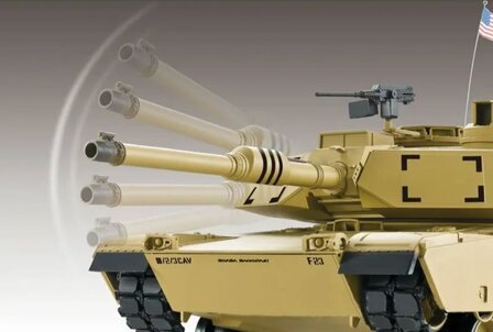 RC tank 1/16 RC Tank &ldquo;M1A2 Abrams&rdquo; 1:16 Heng Long - Rook &amp; Geluid, stalen tandwielen, metalen rupsbanden en metalen wielen, 2,4 GHz V7.0 &ndash; PRO met RRZ