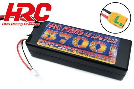 HRC04457X  Battery - LiPo 4S - 14.8V 5700mAh 100C - Hard Case SLIM LCG- XT90AS 138x47x41mm
