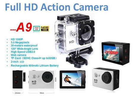 HD action camera 30 mtr waterproof 2 inch FullHD 1080