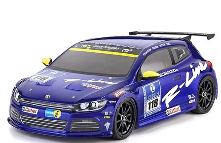 Body painted Carson 1:10 VW Scirocco blauw met stickers