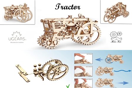 Houten bouwpakket Ugears tractor 20 cm