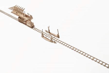 Houten bouwpakket Ugears spoorwegovergang 4mtr rail