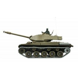 RC tank  M41 WALKER BULLDOG 2.4GHZ rook en geluid metaalaandrijving en metalen tracks IR/BB V7.0 in luxe houten kist