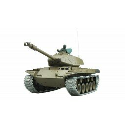 RC tank  M41 WALKER BULLDOG 2.4GHZ rook en geluid metaalaandrijving en metalen tracks IR/BB V7.0 in luxe houten kist