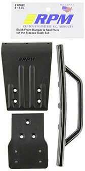 RPM 80022 Black Front Bumper and Skid-Plate / Skidplate: Traxxas 1/10 Slash 4x4