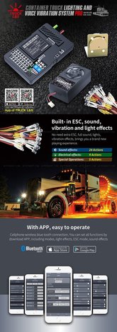 Rc container truck sound en verlichtings set 28974 GT Power Container Truck Light and Voice Vibration System Pro